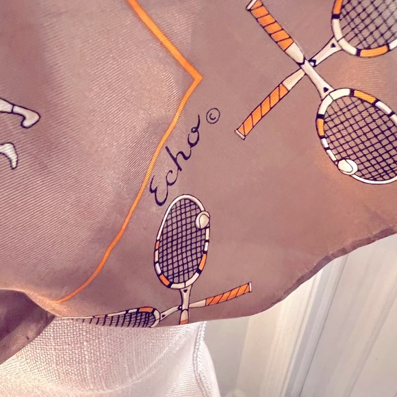 ECHO 100% Silk Badminton Scarf Vintage Luxury - Picture 2 of 3